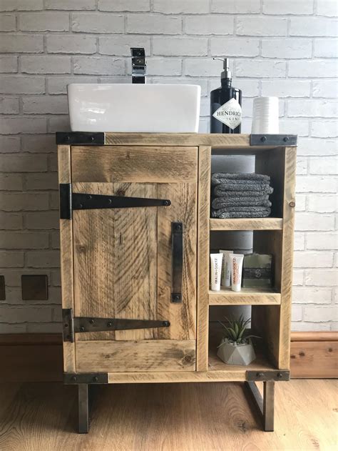 Reclaimed Rustic Industrial Vanity Unit With Sink Etsy Bathroom Sink