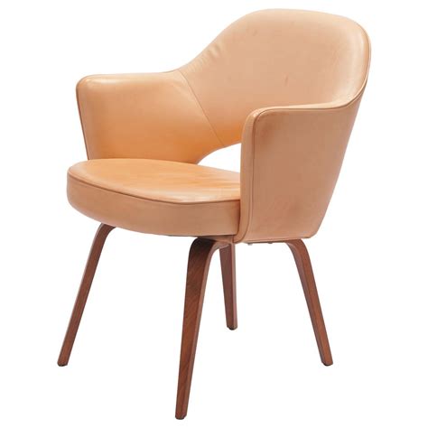 Modern velvet office chair | home desk ergonomic gold metal legs back upholstered shell scallop armchair living room bedroom pearl back. Vegetal Leather Eero Saarinen, Knoll Conference Armchair ...