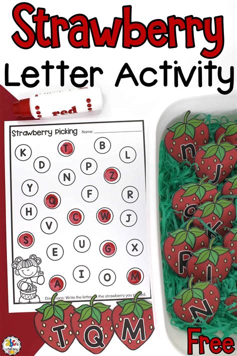 Strawberry Letter Recognition Activity Sensory Bin For Kids Letter