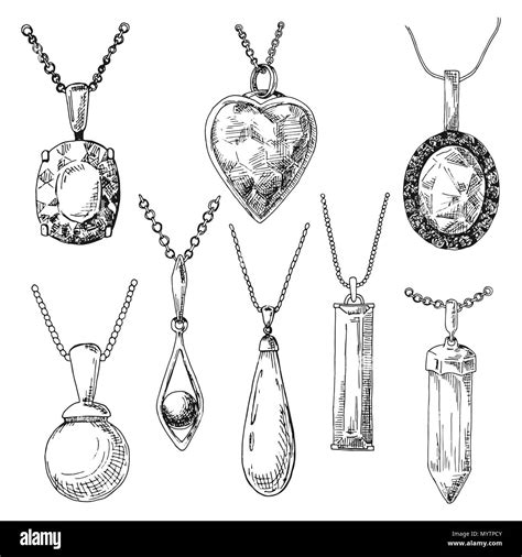 Hand Drawn A Set Of Different Jewelry Vector Illustration Of A Sketch