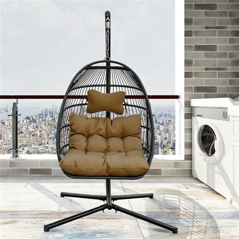 The wicker swing chair with stand for twois an alternative for those who like to share their space. Outdoor Wicker Basket Chair Hanging Egg Swing Chair Soft ...
