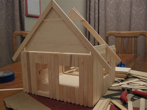 With a city of sticks, kids and their toy animals will never be bored. Basswood Popsicle Stick Doll House Man Style - House Plans | #54152