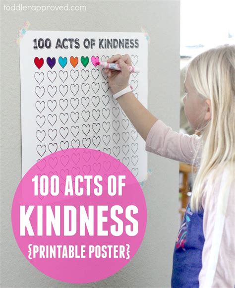 100 Acts Of Kindness Free Printable Countdown Poster Kindness