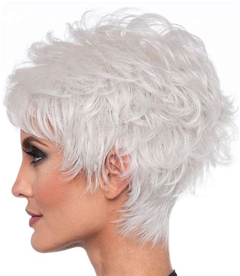 short silver white wig wig for mother grandma silver white etsy short spiky hairstyles