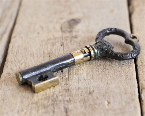 Vintage Brass Bottle Opener Key Shaped Corkscrew Brass Key Skeleton