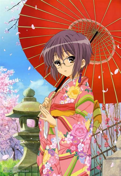 Nagato Yuki In Glasses And A Kimono Anime Anime Art Girl Anime Japan
