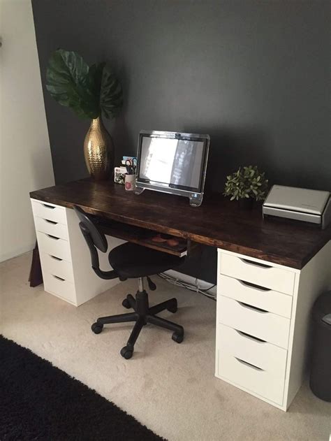 Office Desk With Ikea Alex Drawer Units As Base Home Office Desks My