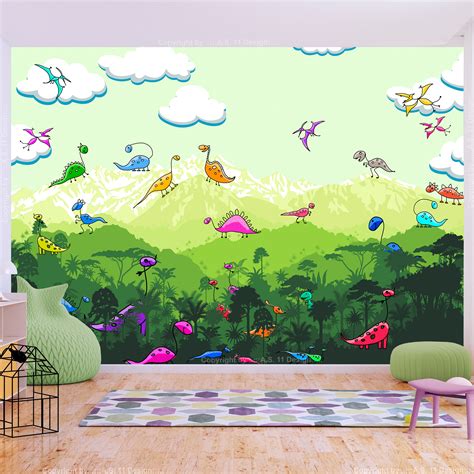 Cartoon dino dino bilder für kinder. Vlies Fototapete für Kinder Dino Tapete Kinderzimmer ...