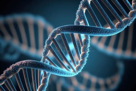 Double Helix Dna Strands On A Blue Generative Ai Stock Photo Image