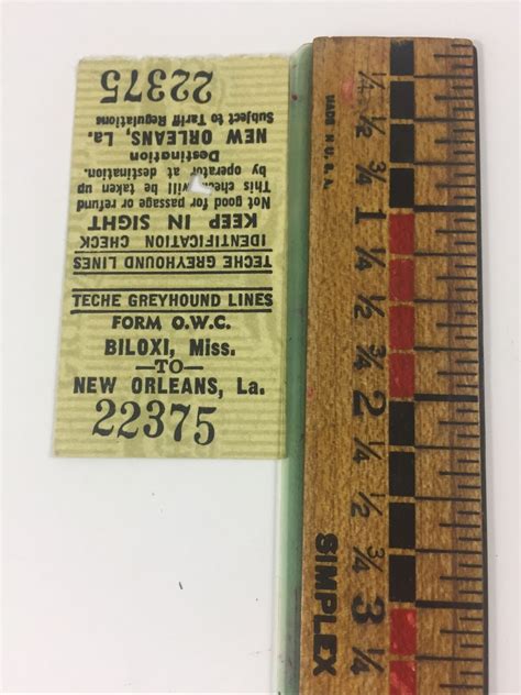 1951 Greyhound Bus Lines Ticket from Biloxi to New Orleans October 20