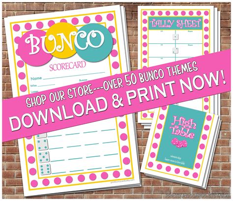 Printable Bunco Cards Bunko Scorecards Score Sheets Instant | Etsy