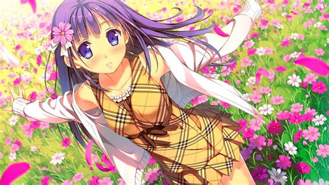 Illustration Flowers Anime Anime Girls Field Original Characters