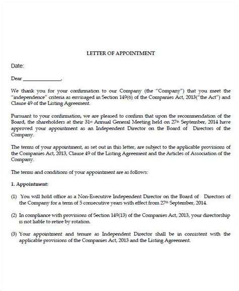 Director Appointment Letter Doc