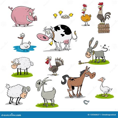 Many farm animals stock vector. Illustration of drawing - 135560637