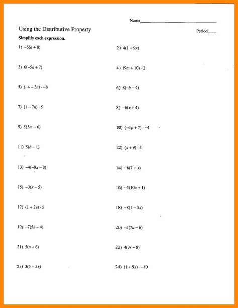 Math Worksheets Algebra 1