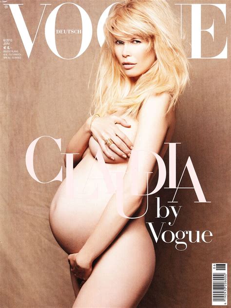 Claudia Schiffer Nude And Pregnant On The Cover Of German Vogue Photo Huffpost
