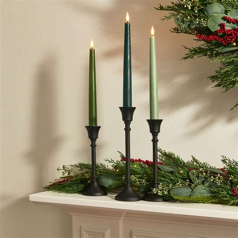 Infinity Wick Gradient Green Distressed 9 Taper Candles Set Of 3