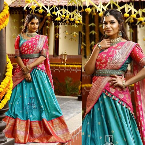 Shop Stunning Half Sarees Here • Keep Me Stylish Half Saree Designs Half Saree Lehenga Pink