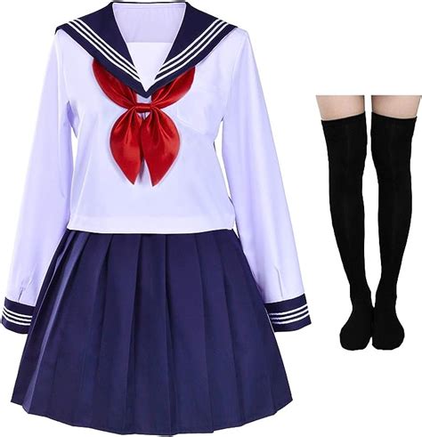 Conjunto De Falda Plisada De Anime Para Niñas De La Escuela Japonesa Uniforme Marinero Azul