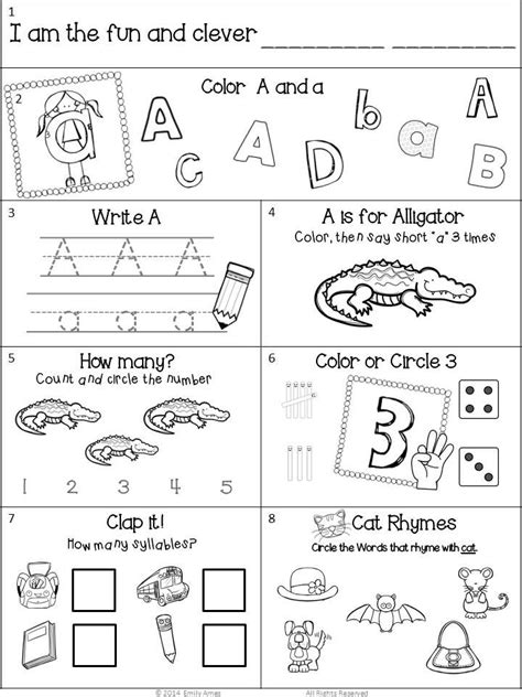 Homework Kindergarten September Packet Differentiated Back To School