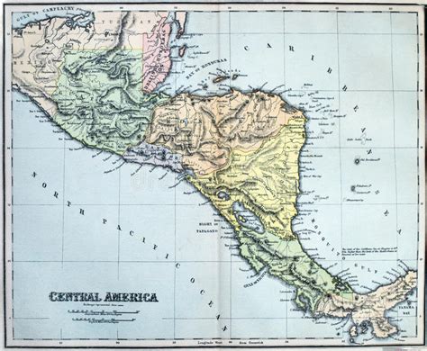 Antykwarska Mapa Ameryka Rodkowa Zdj Cie Stock Obraz Z O Onej Z Stary Nikaragua