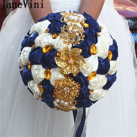 Check spelling or type a new query. JaneVini Luxury Satin Rose Flowers Bouquet Brides Navy ...