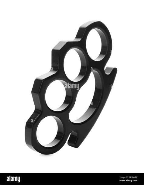 New Black Brass Knuckles Isolated On White Stock Photo Alamy