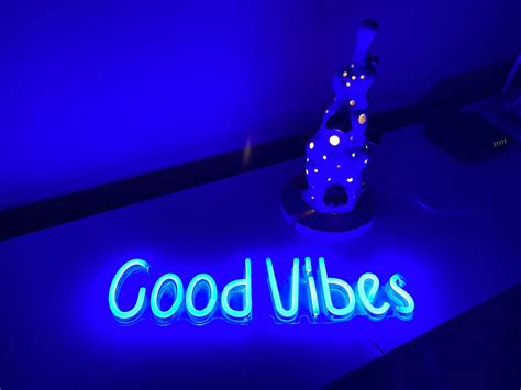 Good Vibes Neon Sign Led Neon Wall Sign Led Blue Color Light Etsy