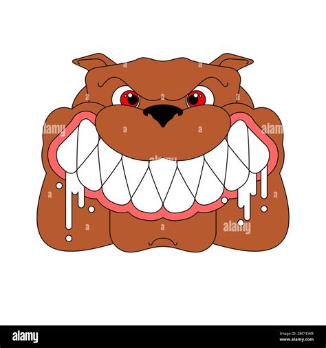 Angry Dog Face Isolated Evil Bulldog Head Vector Illustration Stock