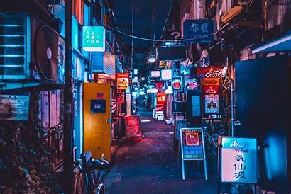 Shinjuku Neon Bar Alleyway Backgrounds Wallpapers Sign