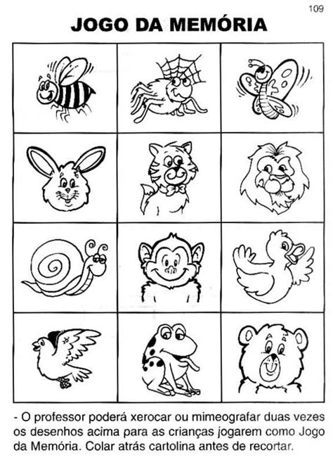 55 Desenhos do Jogo de Memória para Imprimir e Colorir Pintar