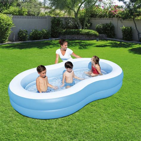 Piscina Inflable Familiar 2 Anillos Inflables Gran Lago 262x157x46cm