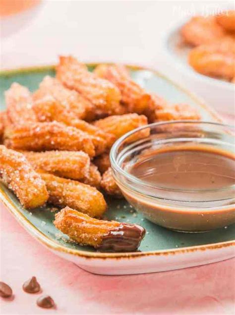 Cinnamon Churro Bites With Chocolate Sauce Much Butter