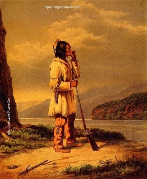 Cornelius Krieghoff Calling Moose Huron Indian Painting Authorized