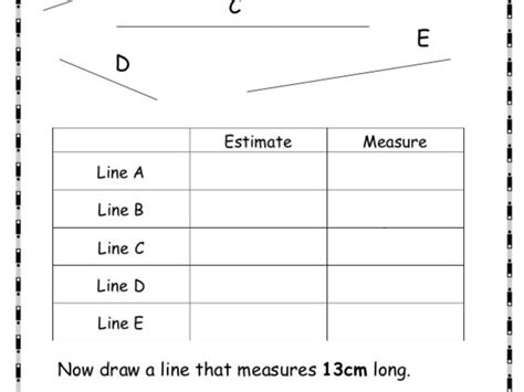 Measuring Lines In Cm Worksheet Teaching Resources