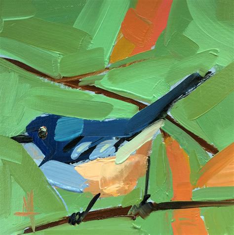 Cerulean Warbler No 64 Original Bird Oil Painting By Angela Moulton 6