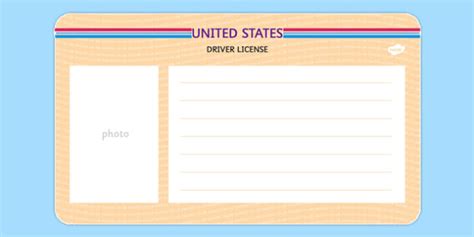 Blank Drivers License Template For Kids Twinkl