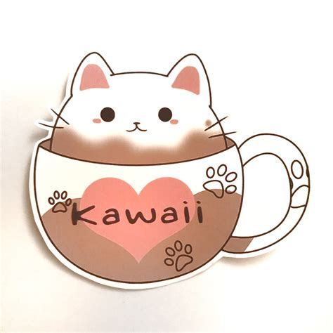Kawaii Coffee Cat Waterproof Sticker 300 Get Them On My Instagram