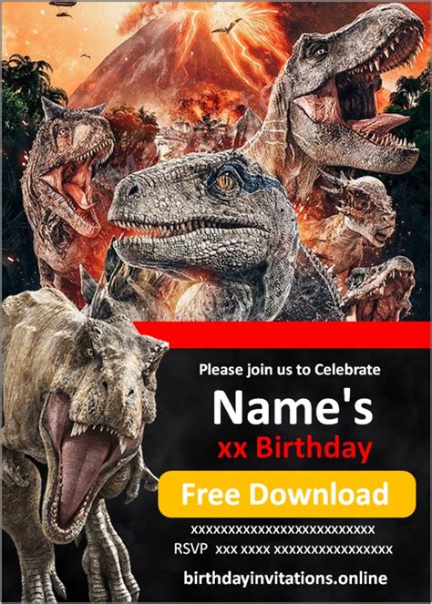 Jurassic World Invitation Birthday Invitations Jurassic Invitations