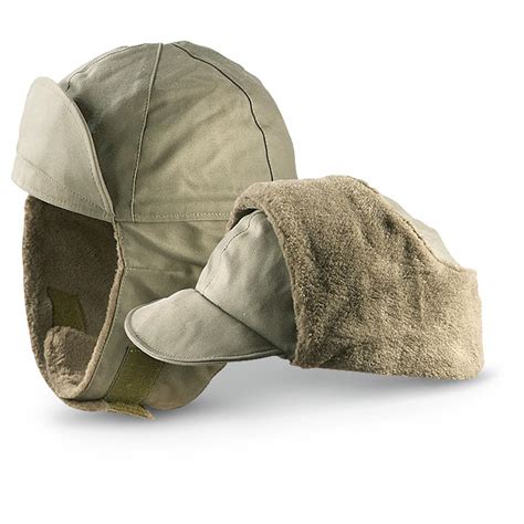 2 New German Military Surplus Winter Caps Olive Drab 206135 Hats And Caps At Sportsmans Guide