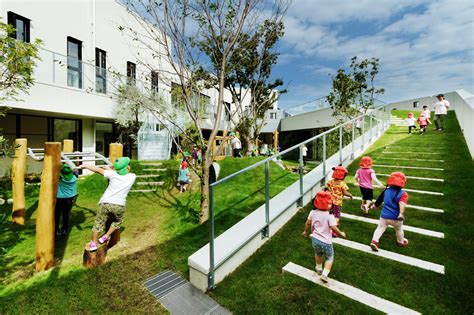 Japanese Kindergarten Features Awesome Green Courtyard Where Kids Can