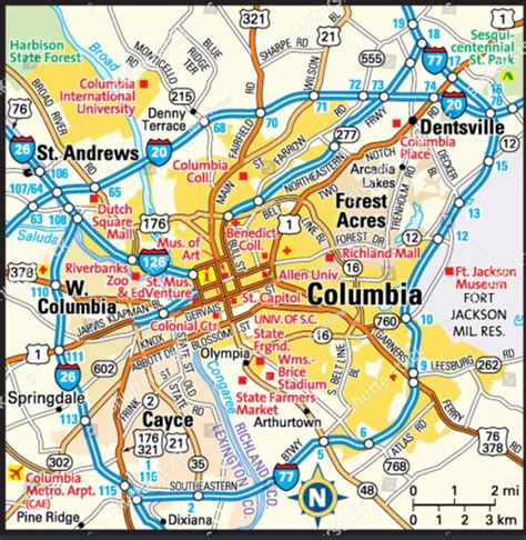 Columbia Road And Highway Map Free Printable Map