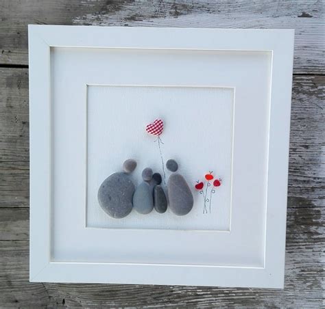Pebble art family4 Family4 giftpersonalized family picture | Etsy ...