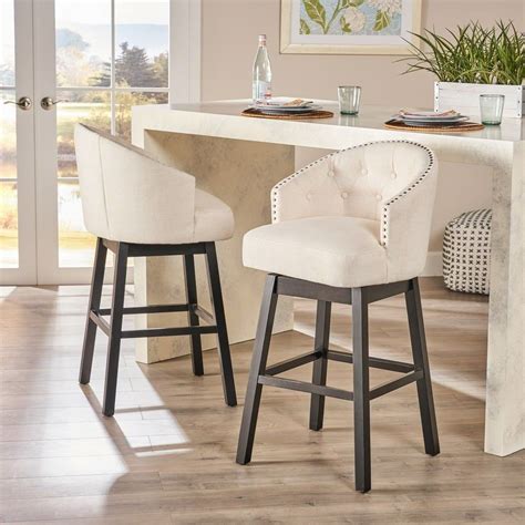 Ogden 35 Inch Fabric Swivel Backed Barstool Set Of 2 By Christopher