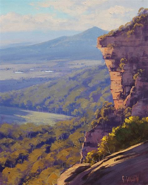 Blue Mountains Cliff Australian Painting Landscape Paintings Oil
