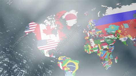 3d Flag World Map Zoom To Usa With Clouds Stock Animation 531667