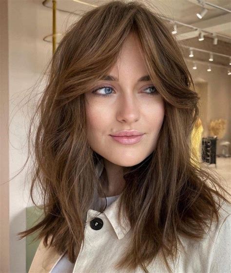thick wavy hair with curtain bangs thick wavy hair bangs with medium hair medium length hair
