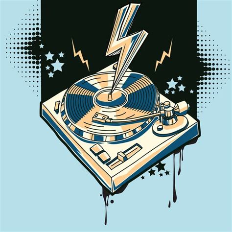 Funky Colorful Turntable Headphones Graffiti Arrows ⬇ Vector Image By