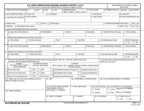 Da Form 285 Ab Fill Out Sign Online And Download Fillable Pdf