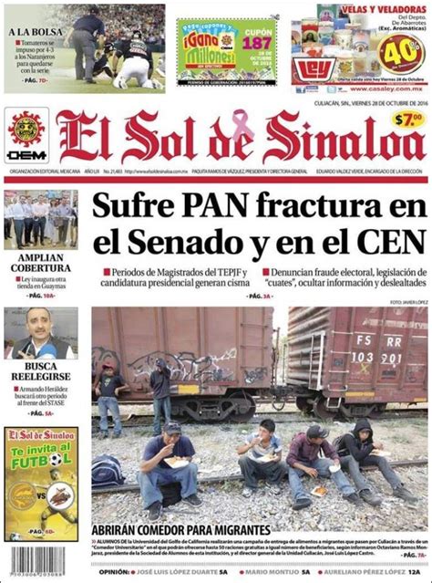 Periódico El Sol de Sinaloa México Periódicos de México Edición de viernes de octubre de